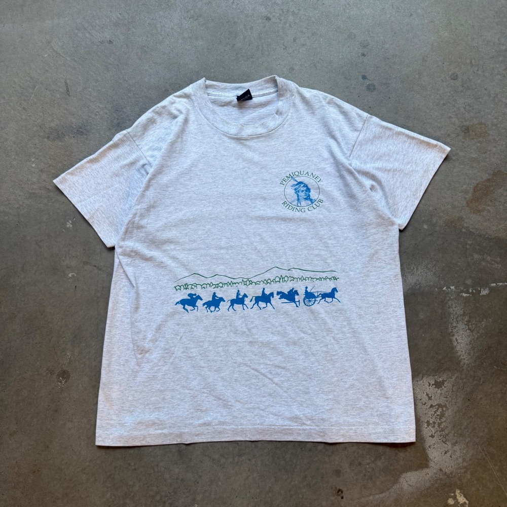 Vintage 90s Screen Stars Best Pemiguaney Riding Club T-Shirt Grey